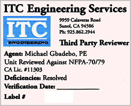 ITC Engineering Services Field Label (Third Pary Reviewer)